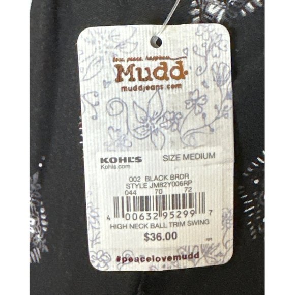 Mudd High Neck Ball Trim Swing Dress Mini/Knee Length 100% Rayon Junior Sz M-NWT - Picture 7 of 16